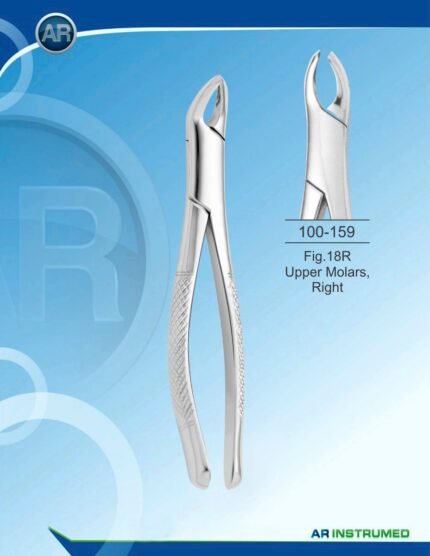 Extracting Forceps American Pattern Fig.18R Upper Molars Right Pakistan dental extraction instrument stainless steel forceps with ergonomic handle for professional dental instruments and dental supplies.