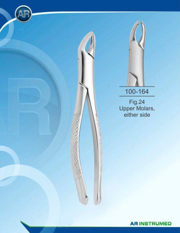 Extracting Forceps American Pattern Fig.24 Upper Molars Either Side Gold Pakistan dental extraction instrument stainless steel gold coated forceps with ergonomic handle for professional dental instruments and dental supplies.