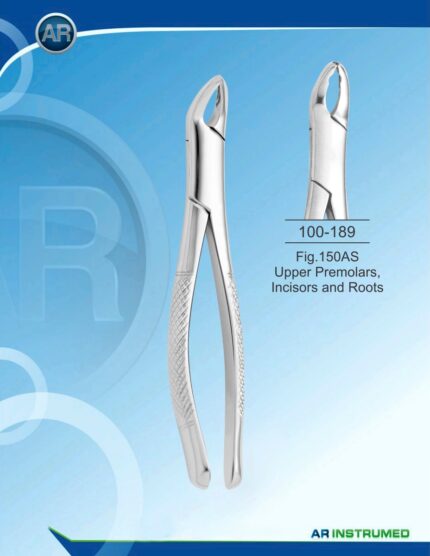 Extracting Forceps American Pattern Fig.150AS Upper Premolars Incisors and Roots Pakistan pediatric dental extraction instrument stainless steel forceps with ergonomic handle for professional dental instruments and pediatric dental supplies.