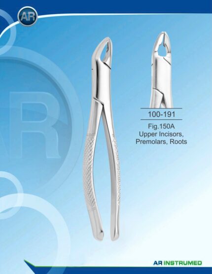 Extracting Forceps American Pattern Fig.150 Upper Premolars Incisors and Roots Universal Pakistan dental extraction instrument stainless steel forceps with ergonomic handle for professional dental instruments and dental supplies.