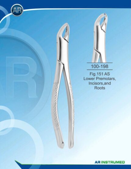 Extracting Forceps American Pattern Fig.151AS Lower Premolars Incisors and Roots Pakistan pediatric dental extraction instrument stainless steel forceps with ergonomic handle for professional dental instruments and pediatric dental supplies.