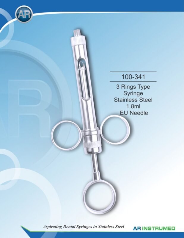AR INSTRUMED 3 rings type syringe stainless steel 1.8ml EU needle premium medical grade stainless steel dental anaesthesia instrument Pakistan.