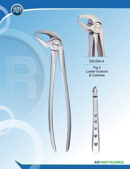 Extracting Forceps Fig.4 Lower Incisors and Canines 16.5cm Pakistan stainless steel dental extraction forceps with ergonomic handle for professional dental instruments and dental supplies.