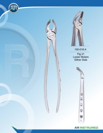 Extracting Forceps Fig.21 Lower Molars Either Side Gold Pakistan dental extraction instrument stainless steel gold coated forceps with ergonomic handle for professional dental instruments and dental supplies.