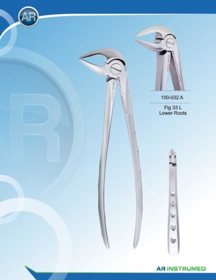 AR INSTRUMED Lower Roots Extraction Forcep, micro-serrated jaw with thin sharp beak for firm grip, hollow python grip handle