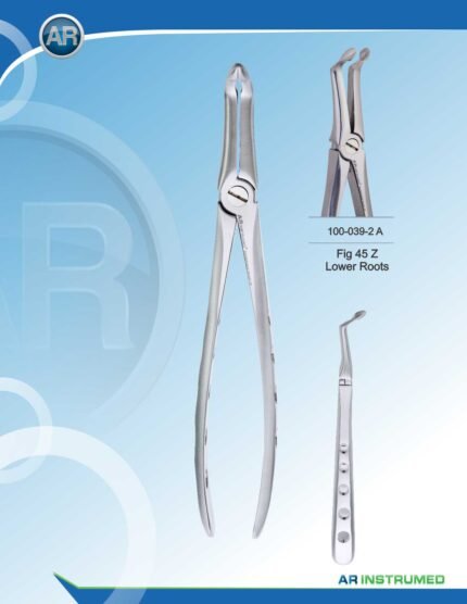 Extracting Forceps Fig.45Z Lower Roots Pakistan stainless steel dental root extraction forceps with ergonomic handle for professional dental instruments and dental supplies.