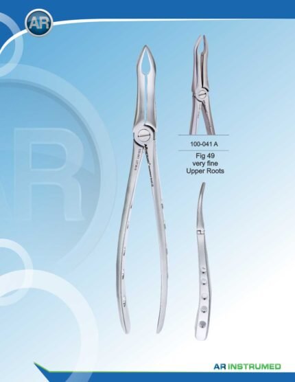 AR INSTRUMED Upper Roots Dental Extraction Instrument, strong serrated jaws with long beak for precise root access, anatomical hollow Python handle