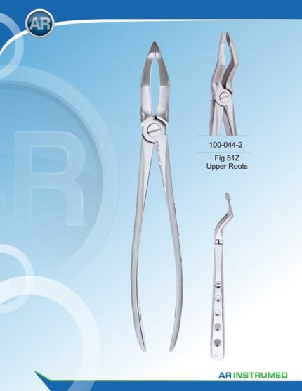 Extracting Forceps Fig.51Z Upper Roots Pakistan stainless steel dental root extraction forceps with ergonomic handle for professional dental instruments and dental supplies.
