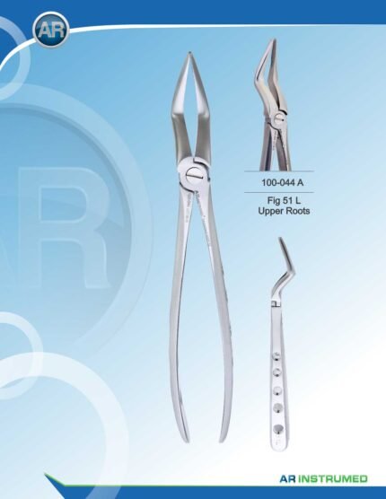 Extracting Forceps Fig.51L Upper Roots Pakistan stainless steel dental root extraction forceps with ergonomic handle for professional dental instruments and dental supplies.