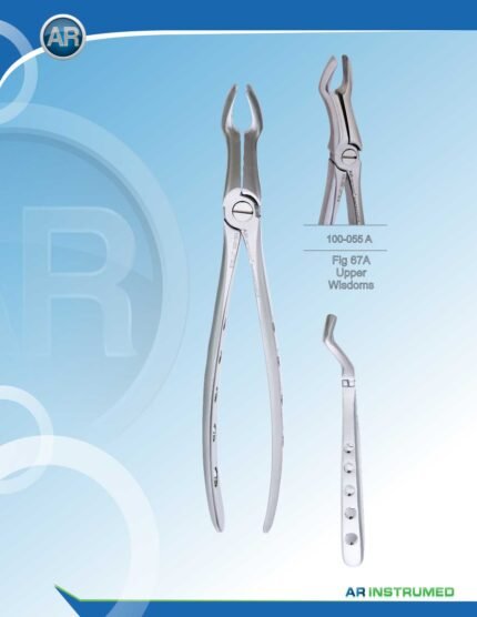 AR INSTRUMED Upper Wisdom Molar Extracting Forcep, long curved beak with thin serrated jaws for precise grip, hollow Python grip handle