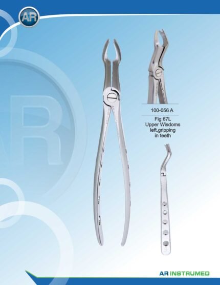 AR INSTRUMED Upper Left Wisdom Molar Extracting Forcep, angled curved beak with thin serrated jaws for precise grip, hollow Python grip handle