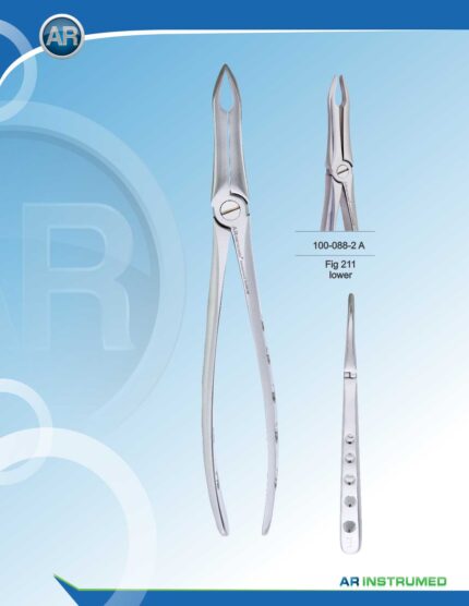 Extracting Forceps Fig.211 Lower Gold Pakistan dental extraction instrument stainless steel gold coated forceps with ergonomic handle for professional dental instruments and dental supplies.
