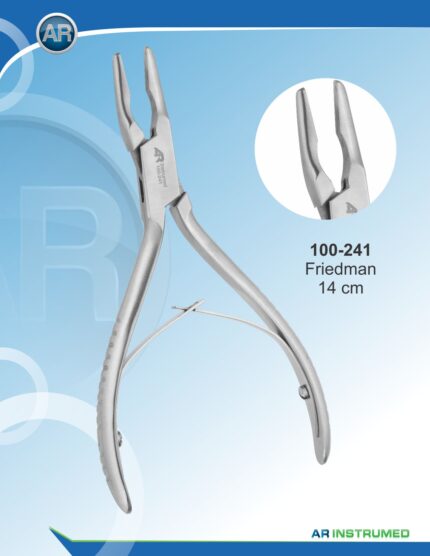 AR INSTRUMED Dental Micro-Friedman Bone Rongeur, strong sharp jaws for bony tissue cutting, knurled anti-slip handle with bow spring