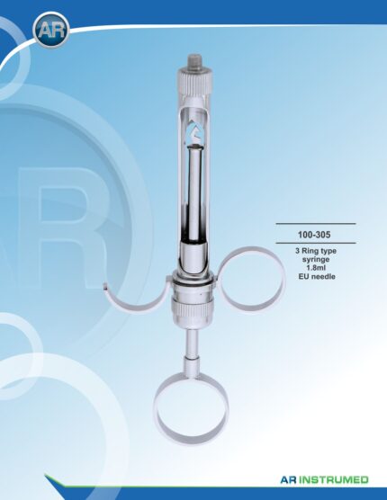 AR INSTRUMED Dental Aspirating Syringe, open rhomb plunger tip for precise delivery, threaded tip for secure needle attachment, three-ring ergonomic handle