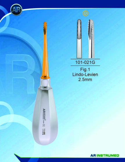 AR INSTRUMED Root Elevator Fig.1 Lindo Levien 2.5mm Gold dental instrument Pakistan gold coated root elevator ergonomic handle professional dental extraction instrument Pakistan