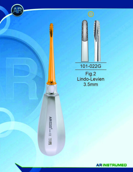 AR INSTRUMED Root Elevator Fig.2 Lindo Levien 3.5mm Gold dental instrument Pakistan gold coated root elevator ergonomic handle professional dental extraction instrument Pakistan
