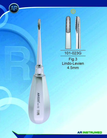 AR INSTRUMED Root Elevator Fig.3 Lindo Levien 4.5mm Gold dental instrument Pakistan gold coated root elevator ergonomic handle professional dental extraction instrument Pakistan