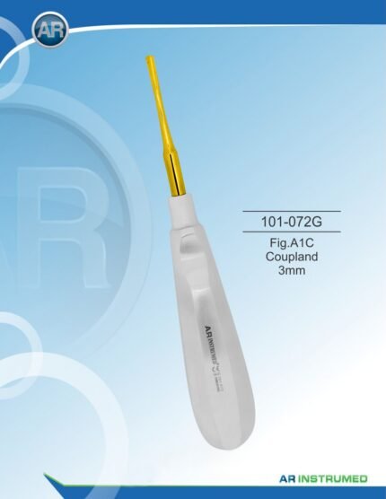 AR INSTRUMED Root Elevators Fig.A1C Coupland 3mm Gold stainless steel dental instrument Pakistan gold coated finish ergonomic non slip handle dental root elevator for clinics hospitals and laboratories in Pakistan