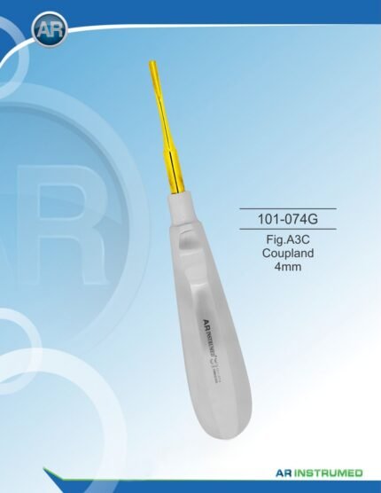 AR INSTRUMED Root Elevators Fig.A3C Coupland 4mm Gold stainless steel dental instrument Pakistan gold coated finish ergonomic non slip handle dental root elevator for clinics hospitals and laboratories in Pakistan