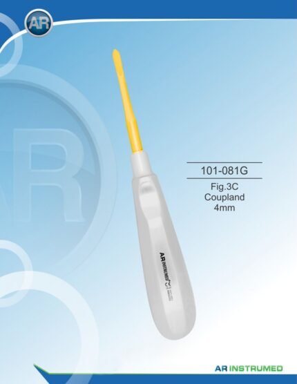 Root Elevators Fig.3C Coupland 4mm Gold Pakistan dental instrument stainless steel gold coated root elevator with ergonomic handle for professional dental instruments and dental supplies.