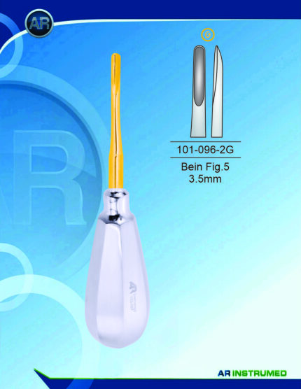 AR INSTRUMED Root Elevator Fig.5 Bein 3.5mm Gold dental instrument Pakistan gold coated bein root elevator ergonomic handle professional dental extraction instrument Pakistan
