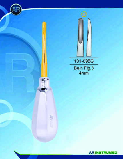 AR INSTRUMED Root Elevator Fig.3 Bein 4mm Gold dental instrument Pakistan gold coated bein root elevator ergonomic handle professional dental extraction instrument Pakistan