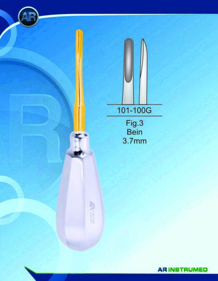 AR INSTRUMED Root Elevator Fig.3 Bein 3.7mm Gold dental instrument Pakistan gold coated bein root elevator ergonomic handle professional dental extraction instrument Pakistan