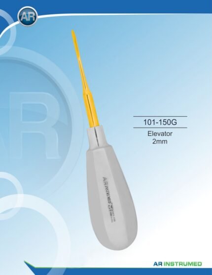 Root Elevator 2mm Gold titanium nitride coated stainless steel dental instrument Pakistan precision 2mm root elevator ergonomic non slip handle atraumatic tooth extraction oral surgery instrument for dental clinics hospitals implant practices and laboratories in Pakistan
