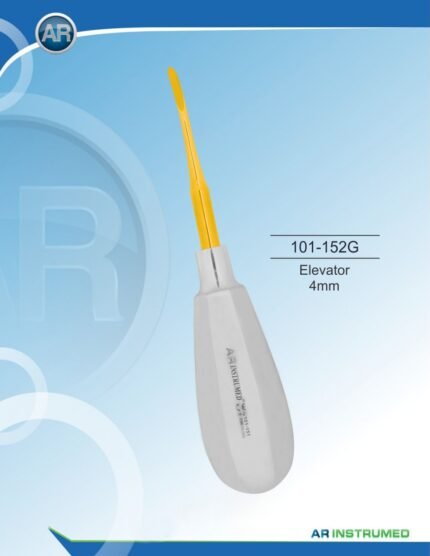 Root Elevator 4mm Gold titanium nitride coated stainless steel dental instrument Pakistan precision 4mm root elevator ergonomic non slip handle atraumatic tooth extraction oral surgery instrument for dental clinics hospitals implant practices and laboratories in Pakistan