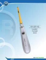 AR INSTRUMED Luxator Curved 4mm Gold stainless steel dental instrument Pakistan gold titanium nitride coated corrosion resistant finish sharp 4mm curved blade ergonomic non slip handle dental luxator for clinics hospitals and laboratories in Pakistan