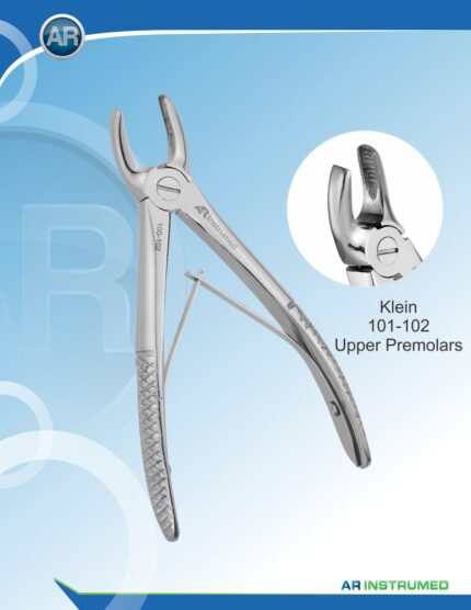 AR INSTRUMED Dental Upper Premolar Forcep, precision shaped for children's upper premolar extraction, non-slip ergonomic handle