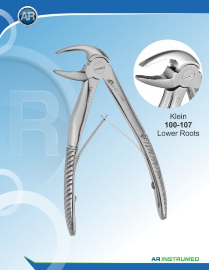AR INSTRUMED Lower Roots Dental Forceps, precisely shaped for children's lower root extraction, ergonomic non-slip handle