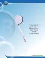 AR INSTRUMED mouth mirror No.6 plane 26mm cone socket premium medical grade stainless steel distortion free glass Pakistan dental diagnostic instrument.