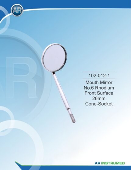 AR INSTRUMED mouth mirror No.6 26mm rhodium front surface cone socket premium medical grade stainless steel Pakistan dental diagnostic instrument.