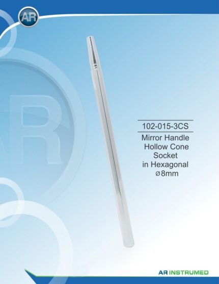AR INSTRUMED mouth mirror handle hollow cone socket hexagonal Ø8mm premium medical grade stainless steel lightweight ergonomic dental diagnostic instrument Pakistan.