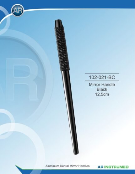 AR INSTRUMED mouth mirror handle black 12.5cm premium medical grade stainless steel matte black finish universal screw thread textured grip Pakistan dental diagnostic instrument.