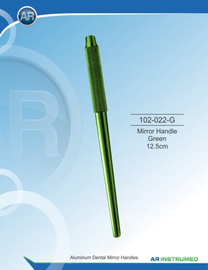 AR INSTRUMED mouth mirror handle green 12.5cm premium medical grade stainless steel green coated dental instrument universal screw thread textured non slip grip Pakistan dental diagnostic instrument.