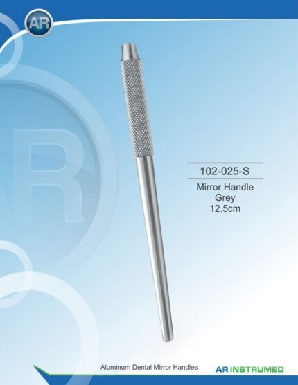 AR INSTRUMED mouth mirror handle grey 12.5cm premium medical grade stainless steel matte grey finish universal screw thread textured grip Pakistan dental diagnostic instrument.