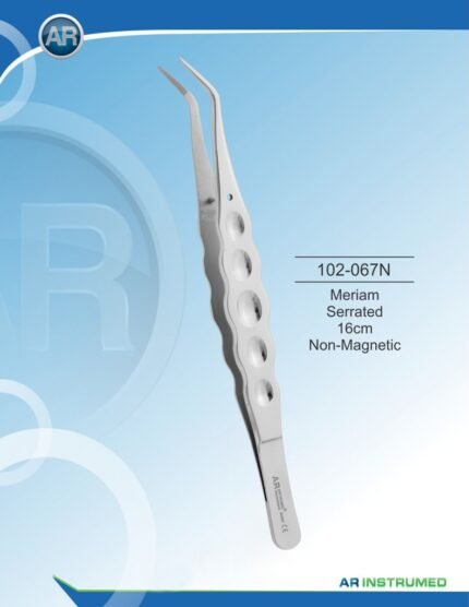 AR INSTRUMED Meriam tweezer 16cm serrated non magnetic Pakistan premium stainless steel dental handling instrument precision angled serrated tips ergonomic handle dental instruments Pakistan wholesale