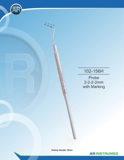 AR INSTRUMED periodontal probe 2-2-2-2mm with markings hollow handle 10mm premium medical grade stainless steel calibrated dental diagnostic instrument Pakistan dental clinics hospitals and practices