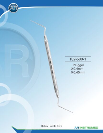 AR INSTRUMED endodontic plugger 1/3 Ø0.4mm Ø0.45mm solid handle Ø6mm premium medical grade stainless steel dual ended dental instrument Pakistan.