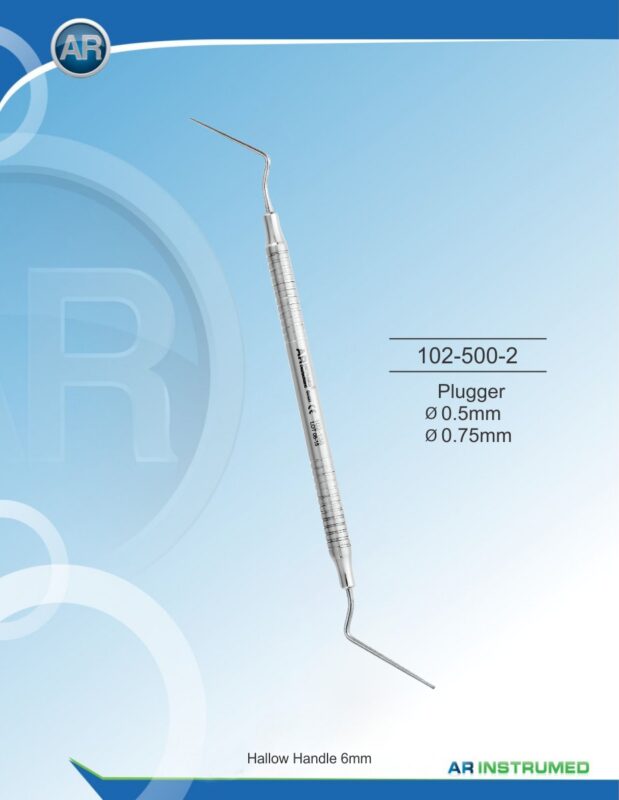 AR INSTRUMED endodontic plugger 5/7 Ø0.5mm Ø0.75mm solid handle Ø6mm premium medical grade stainless steel dual ended dental instrument Pakistan.