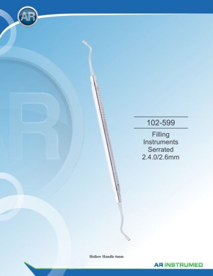 AR INSTRUMED Filling Instrument Serrated 2.4mm 2.6mm stainless steel dental restorative filling instrument solid 6mm ergonomic handle polished composite placement instrument Pakistan dental supplier wholesale