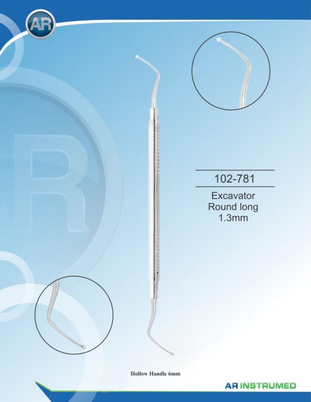 AR INSTRUMED Excavator Round Long 1.3mm Solid Handle 6mm Dental Instrument