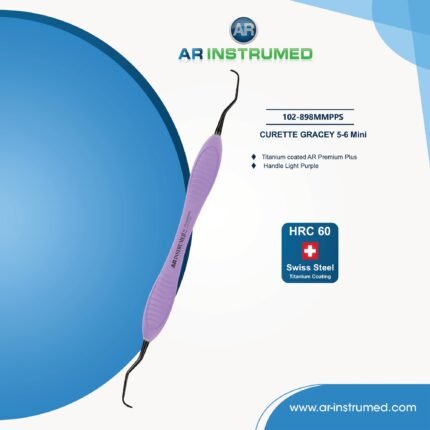 AR Gracey Curettes 5–6 Mini titanium-coated dental instrument for anterior and premolar scaling and root planing periodontal procedures.