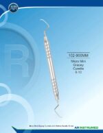 AR INSTRUMED Micro Mini Gracey Curette 9–10 stainless steel periodontal curette with 10mm hollow handle for posterior molar subgingival scaling and root planing, Pakistan dental instrument supplier wholesale.