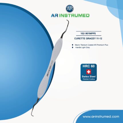 AR Gracey Curettes 11–12 After Five titanium-coated dental instrument for posterior mesial scaling and root planing periodontal procedures.
