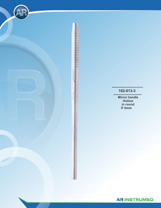 AR INSTRUMED mouth mirror handle round hollow 6mm UK premium stainless steel dental mirror handle universal screw thread textured non slip grip dental instruments UK wholesale