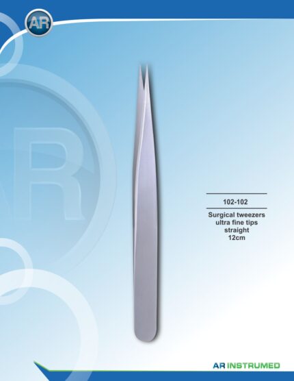 AR INSTRUMED Surgical Tweezers Ultra Fine Straight Tips 12 cm Stainless Steel Instrument
