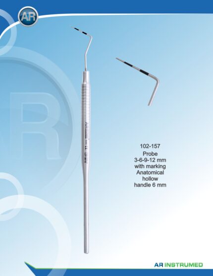 AR INSTRUMED CP12 Periodontal Probe stainless steel dental instrument solid 6mm handle polished finish calibrated probe tip periodontal pocket measurement Pakistan dental clinics hospitals dental supplier wholesale